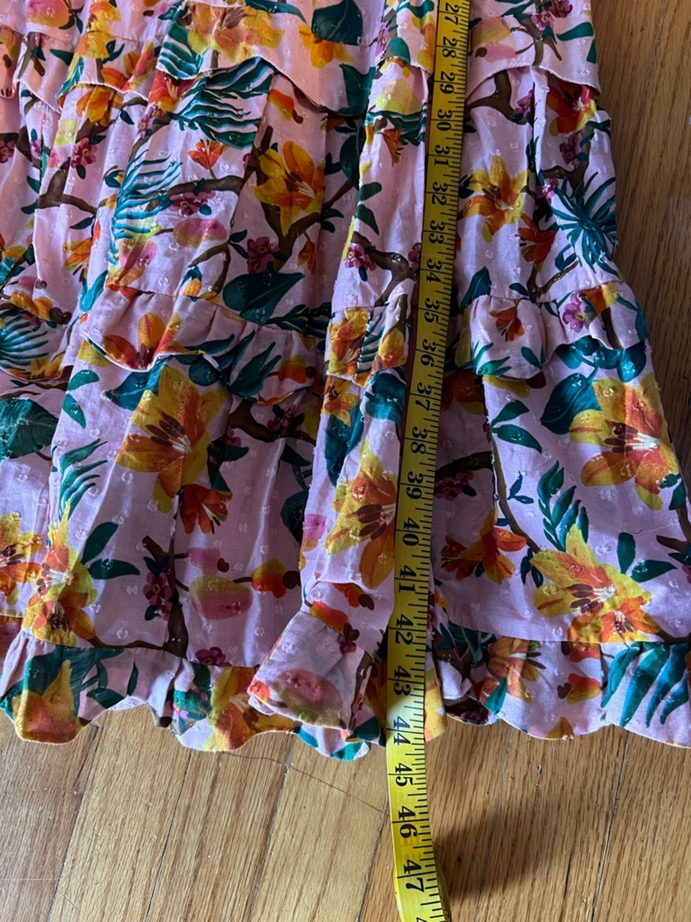 FARM Rio Pink Tropical Floral Tie-Shoulder Tiered Maxi Dress L - Picture 15 of 16